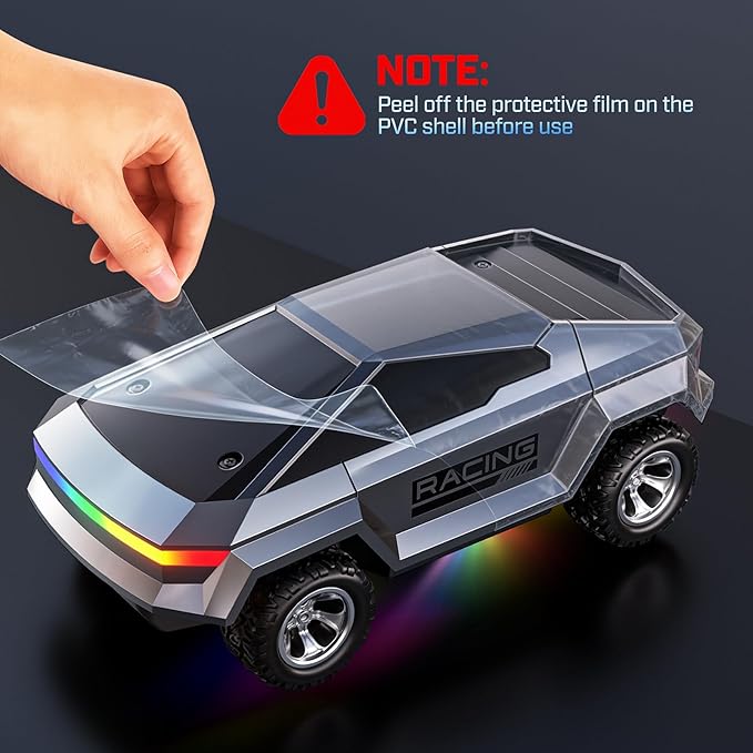 WayEee 1/24 Remote Control Car Cyber RC Truck, RC Cars for Kids with Colorful Lights, 2.4GHz Remote Control, 2 Rechargeable Batteries, 18KM/H Racing Car Toy, for Boys 3 4 5 6 7 8-12