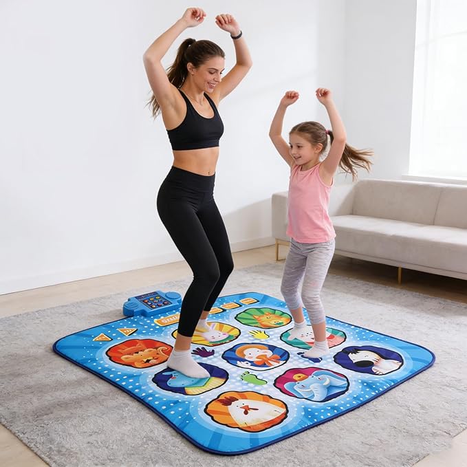 Dance Pad, Electronic Music Mat with LED Lights and 80 Sounds, Foldable Nonslip Playmat for Kids Ages 3 to 12, (Blue)