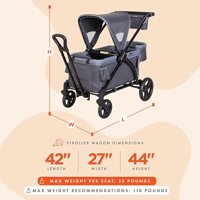 Baby Trend Expedition 2-in-1 Stroller Wagon Plus, Ultra Grey