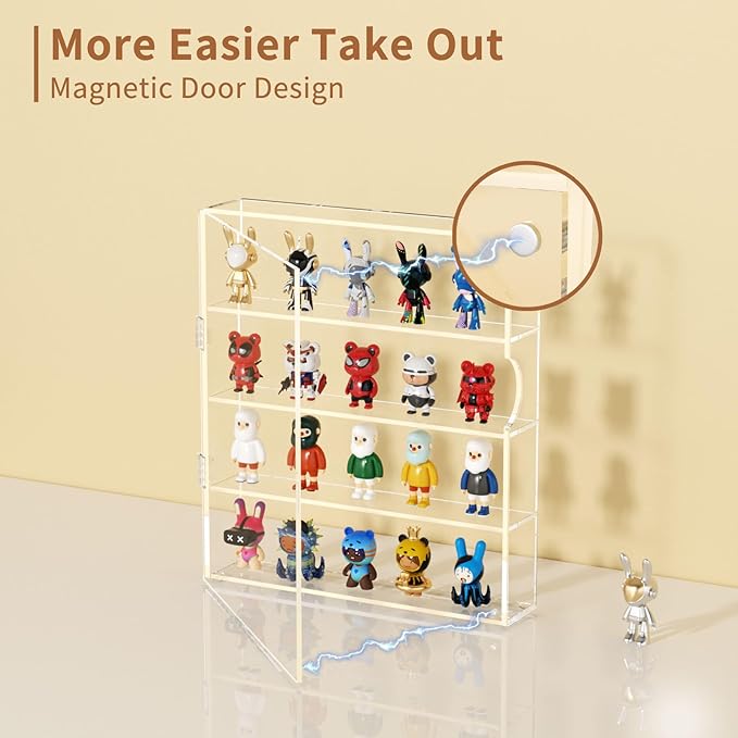 NIUBEE Acrylic Display Case for Figures: Dustproof Clear Mini Funko Case, Wall Mounted or Desktop Action Figure Display Case for Collectibles