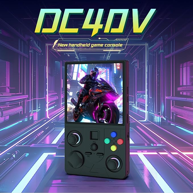 DC40V Retro Handheld Game Console ,4.0 Inch IPS Screen Open Source Retro Video Gaming Console,Preloaded Classic Games with Multiple Emulator,4000mAh Battery with 2*Joysticks (Black 64GB)