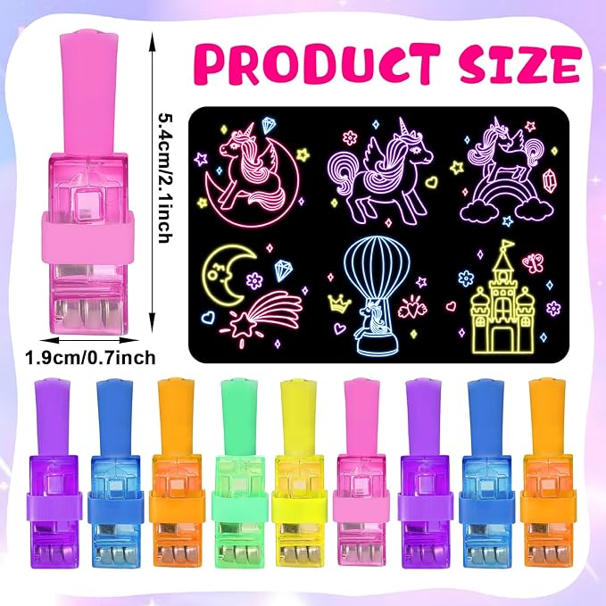 36 PCS Unicorn Neon LED Finger Lights Rainbow Magical Unicorn Party Favors Glow in the Dark Light Up Finger Lights Themed Toys Bulk for Birthday Party Goodie Bag Stuffer Birthday Gifts Classroom Prize
