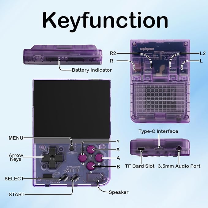 Miyoo Mini Plus Retro Game Console,3.5 Inch IPS Classic System Retro Video Games Consoles,with 64G TF Card,Supports 12000+ Classic Games and Wireless Networt Handheld Console(Purple)