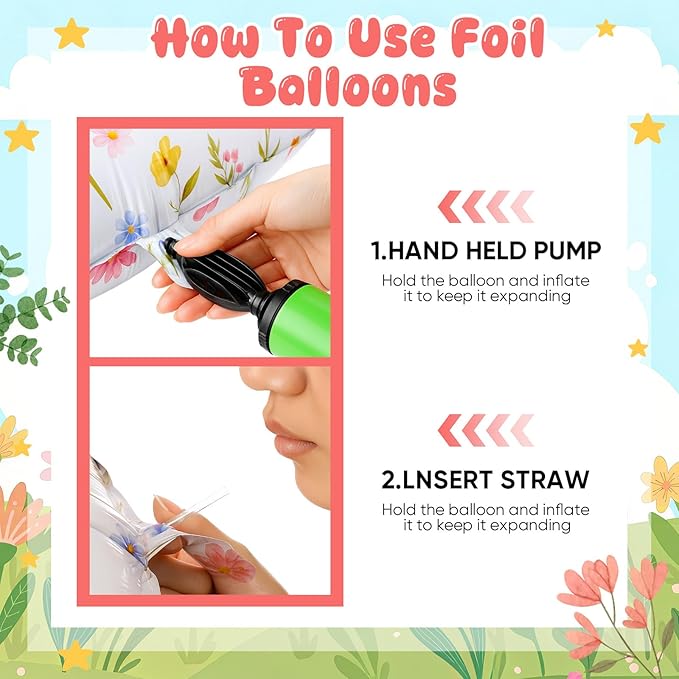 Jenaai Wildflower Number 1 Balloon Birthday Decorations, 1st Flower Balloons for 1st Floral Birthday Party Supplies Spring Summer Picnic Party Decoration