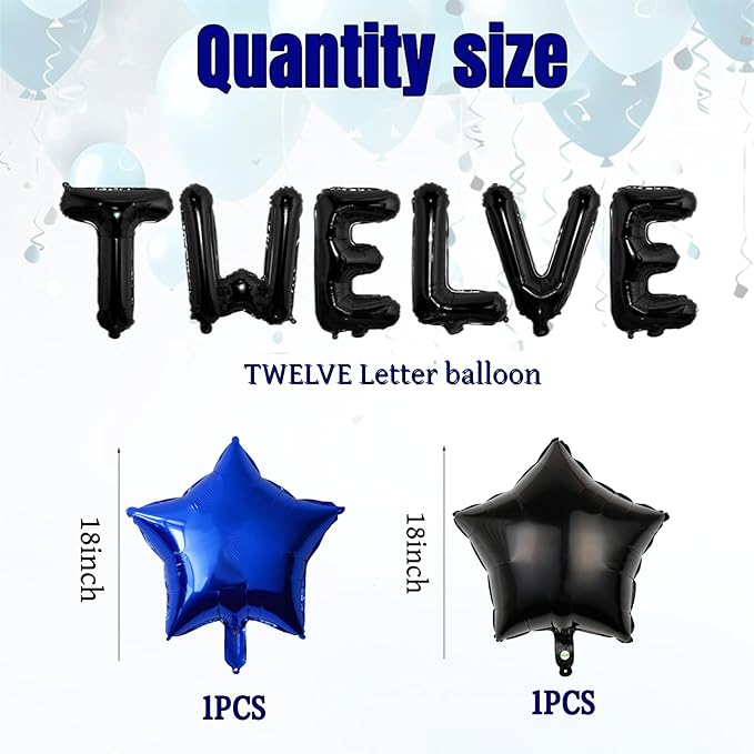 15pcs Video Game Themed Party Decorations, Number 12th Boys Birthday Party Supplies, Navy Blue Video Game Controller Mylar Foil Balloon, Video Game Party Decoration Supplies