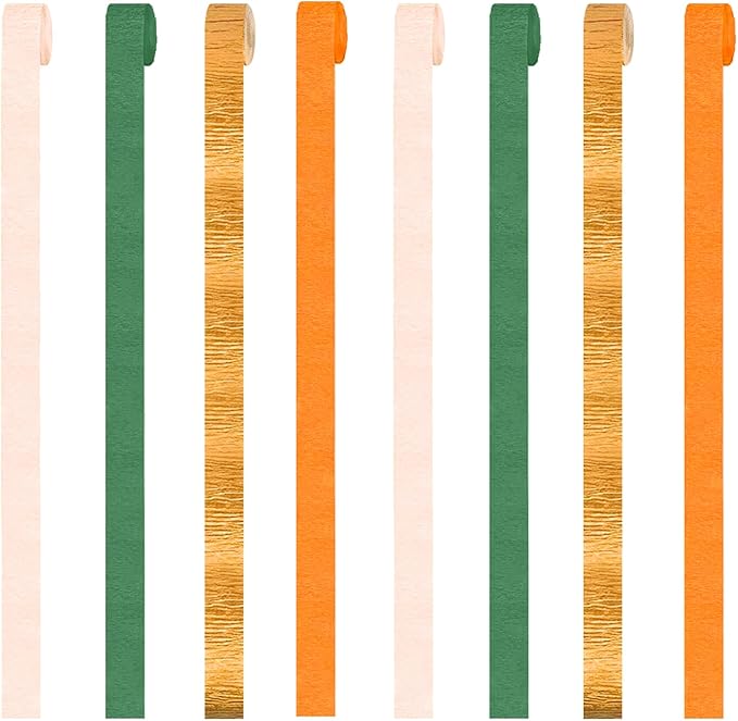 Little Cutie Baby Shower Decorations, 8 Rolls Citrus Orange Green Pink Gold Crepe Paper Streamers, 82 ft Long