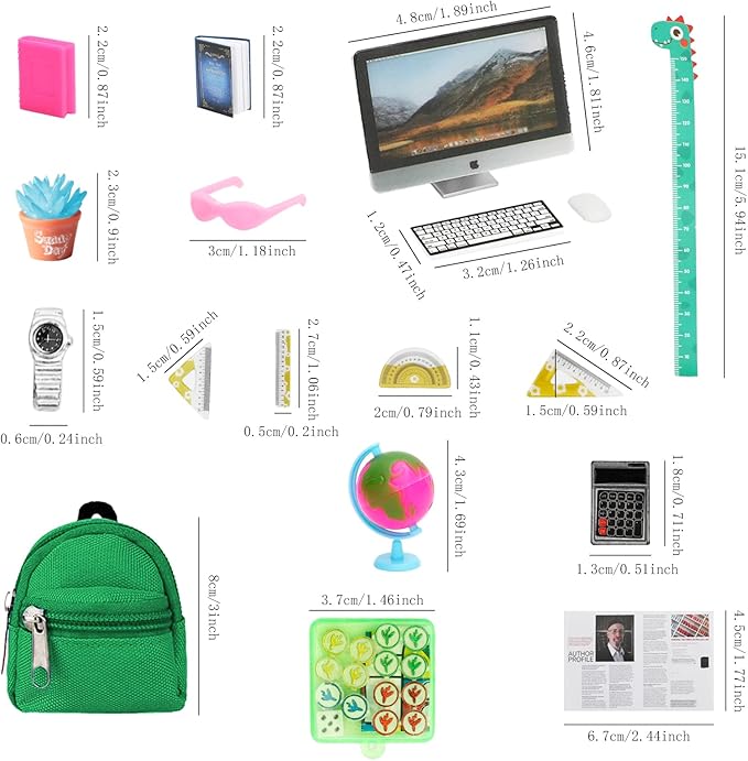ONEST 46 Pieces Mini House School Supplies Mini School Accessories Miniature House Home Miniature Model DIY Accessories