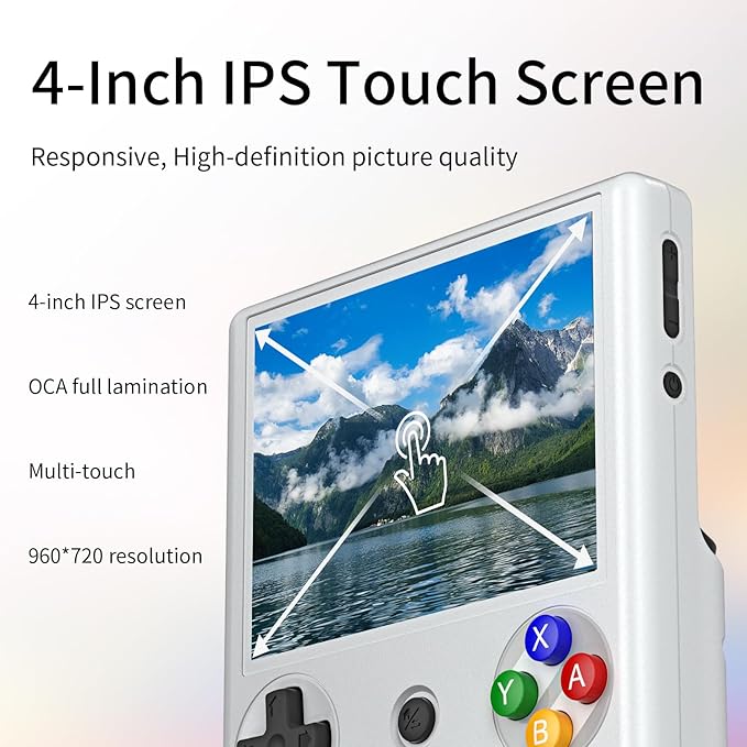 RG406V Android 13 Handheld Game Console 4" HD IPS 8GB RAM No Card RGB Lighting Game Player 5500mAh Battery Multi-Format Support Gray