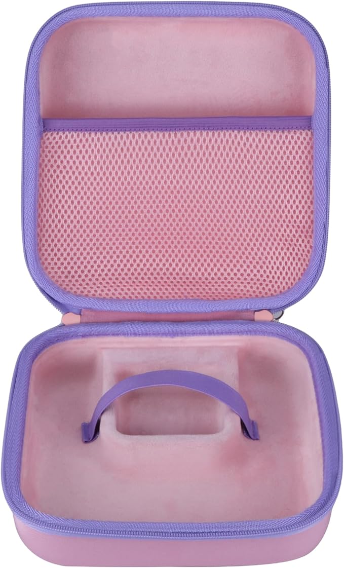 Storage Case Compatible with YOTO Mini + Headphones Kids Audio Player Travel Device Stories Music Podcast Radio Speaker (Pink + Purple Zipper)