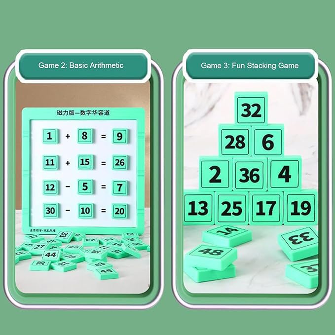 Slide Puzzle Number Toy, Magnetic Counting Educational Game, Interactive Doodle Board with Pen, Fun Learning Activity for Kids, Boys Girls Teens, Travel Easter Christmas Holiday Entertainment Tool