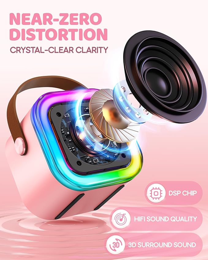 Mini Karaoke Machine for Kids, 2026 TOP Toys Birthday Gifts Ideas for Girls Ages 4, 5, 6, 7, 8, 9, 10, 12+ Years Old, Portable MP3 Player with 3 Wireless Mics for Family Home Party