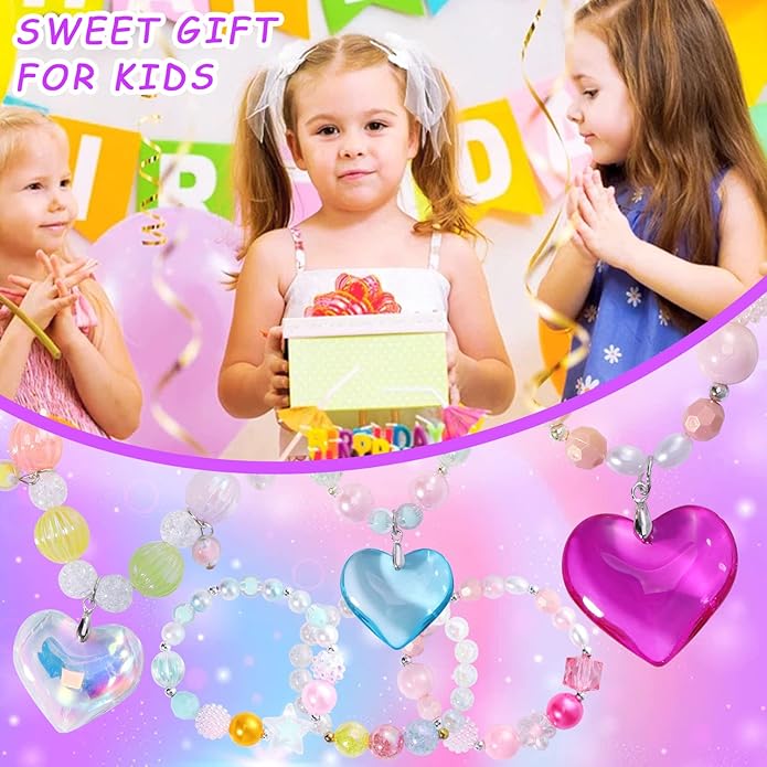 PinkSheep Toddler Jewelry Kids Necklace Choker and Bracelet 3 Pack 9pcs, Little Girls Jewelry In Box, Flower Girl Gift Kids Girls Accessories