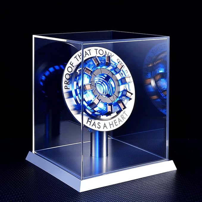 Arc Reactor MK2-1:1 Scale, USB Powered LED Light with Vibration Sensor, No Assembly, Display Case Included