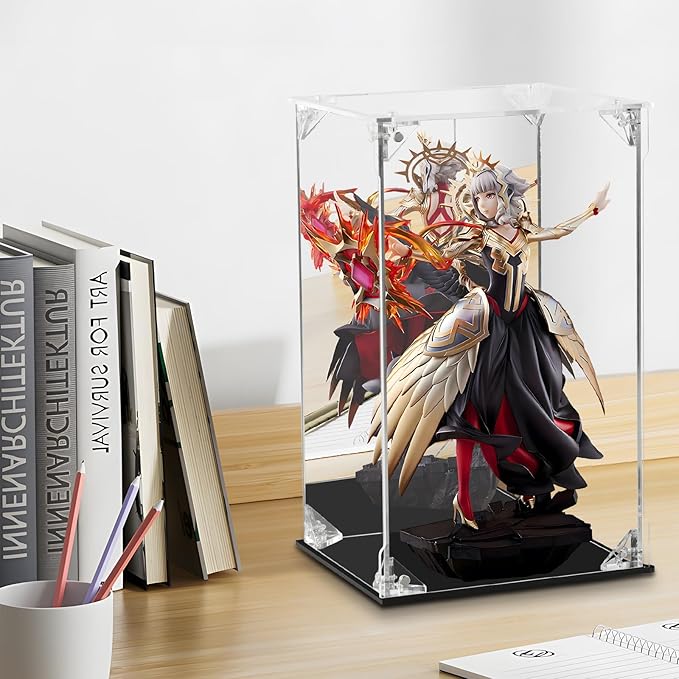 Acrylic Display Case for Collectibles Assemble Clear Acrylic Display Box with Mirrored Back, Alternative Glass Case for Action Figures Lego Model Doll Toys Display (8x8x12 inch; 20x20x30 cm)