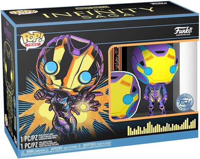 Funko Pop! & Tee: Marvel Blacklight - Rescue - Extra Large - (XL) - T-Shirt - Clothes with Collectable Vinyl Figure - Gift Idea - Toys and Short Sleeve Top for Adults Unisex Men and Women