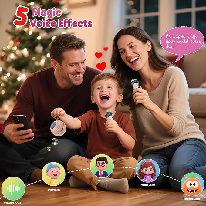 Mini Karaoke Machine for Kids Gifts,3 4 5 6 7 8 9 10 11 12+ Years Old Girl Boy Birthday Gifts Party Singing Toys,Portable Bluetooth Speaker with 2 Wireless Microphone for Teens,Simple Button (Pink)