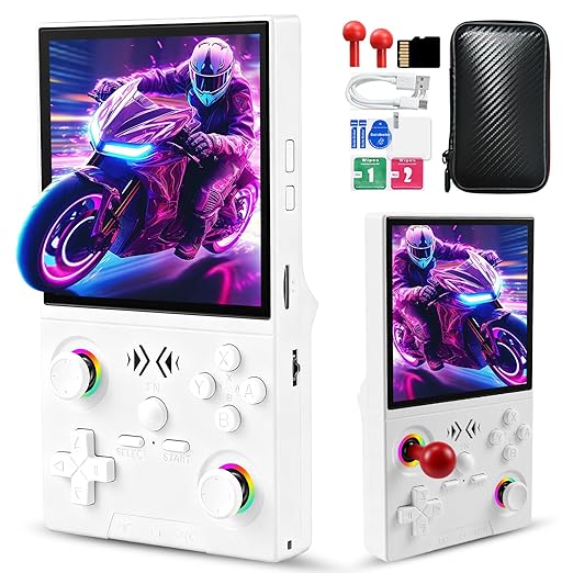 UYTGXEN XF40V Retro Handheld Game Console with 2*Detachable Long Joysticks, 4.0-Inch HD IPS Screen Retro Gaming Console, Preloaded Classic Games with Multiple Emulator, Pocket Video Gaming
