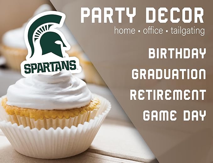 Michigan State Party Supplies for MSU Football, Birthday Gift, Graduation Party Banner and Cake Toppers (42 Pieces) (Michigan State Spartans)