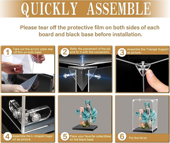 Acrylic Display Case for Action Figures,Clear Acrylic Display Box for Collectibles Home Storage & Organizing Figures Models Doll Toys 8" Lx8 Wx12 H
