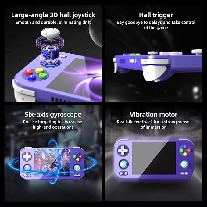 RG476H Retro Game Console Android 13 System Unisoc T820 RG 476H Handheld Game 4.7-inch LTPS Multi-Touch Screen Online Fighting Joystick Supports Output WiFi 5000mAh 8+ 128GB (RG476H-Purple-new)