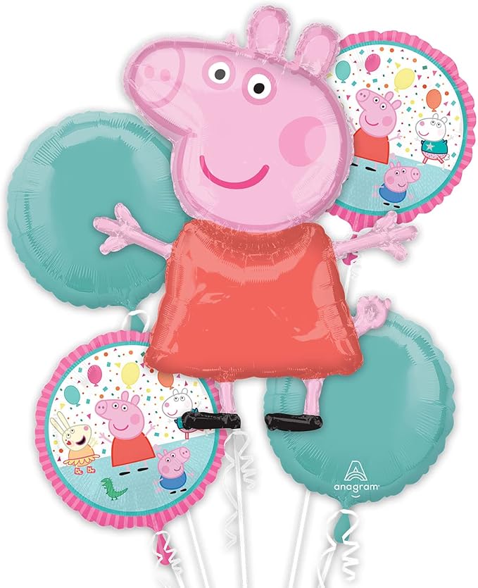 Anagram 4154101 Peppa Pig Bouquet Party Balloon Bouquet, 0, Multicolor, Pack of 1