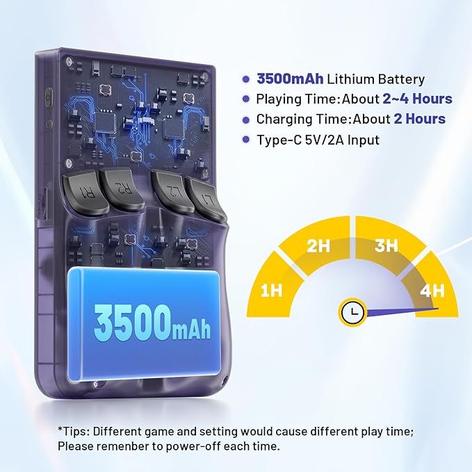 Kinhank K36 Handheld Retro Game Console with 9000+Games,Mini Retro Game Console with 64GB TF Card,Portable Gaming Console,3.5 Inch IPS Screen(Purple)