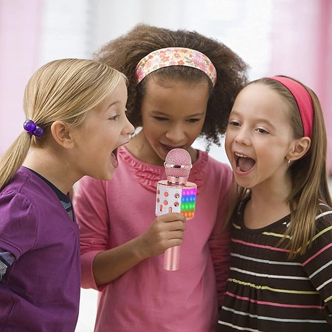 Bluetooth Karaoke Microphone Wireless: Karaoke Mic with Led Lights for Adults Kids Singing - Perfect Toys for Girls Birthday Gifts