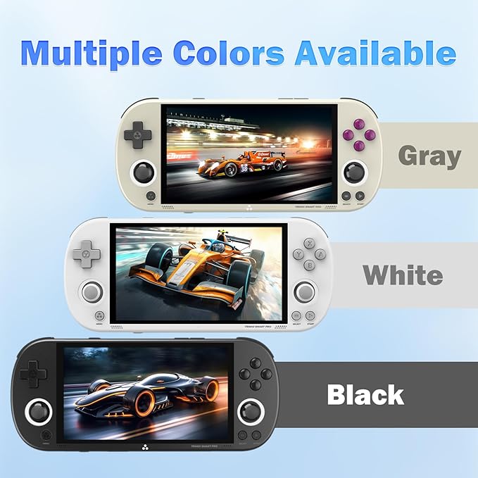 Trimui Smart Pro Retro Handheld Gaming Console Video Gaming Console Dual Joystick Design 4.96 inch 720x1280 IPS Screen 5000mAh Built-in 64G TF Card Portable Game Console Linux System Black