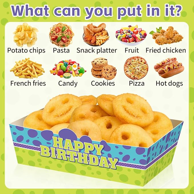 25Pcs Monster Disposable Paper Food Trays for Monster Theme Birthday Party Supplies Baby Shower Decorations
