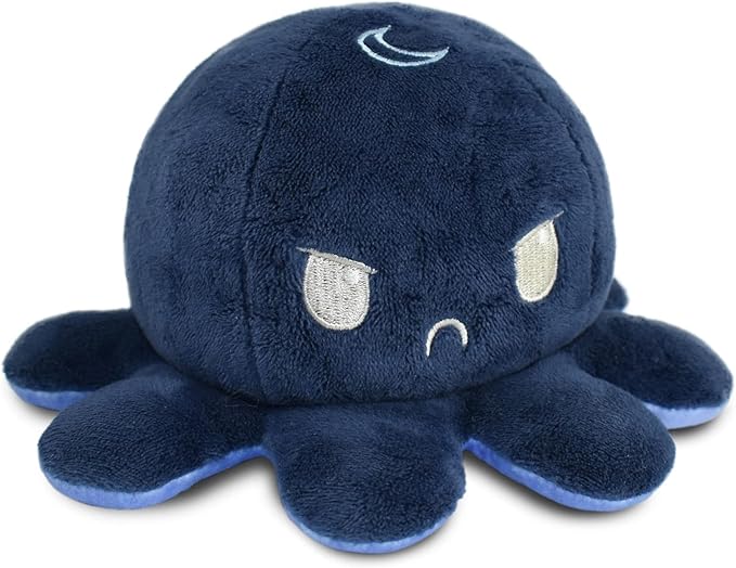 TeeTurtle Reversible Octopus Plushie 4-Inch Day + Night Two-Sided Flip Plush Toy with Embroidered Details - Cute Mini Collectible Plush for Kids, Teens, and Adults