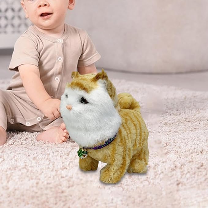 Interactive Walking Cat, Electronic Toy for Children (Girls and Boys), Yellow