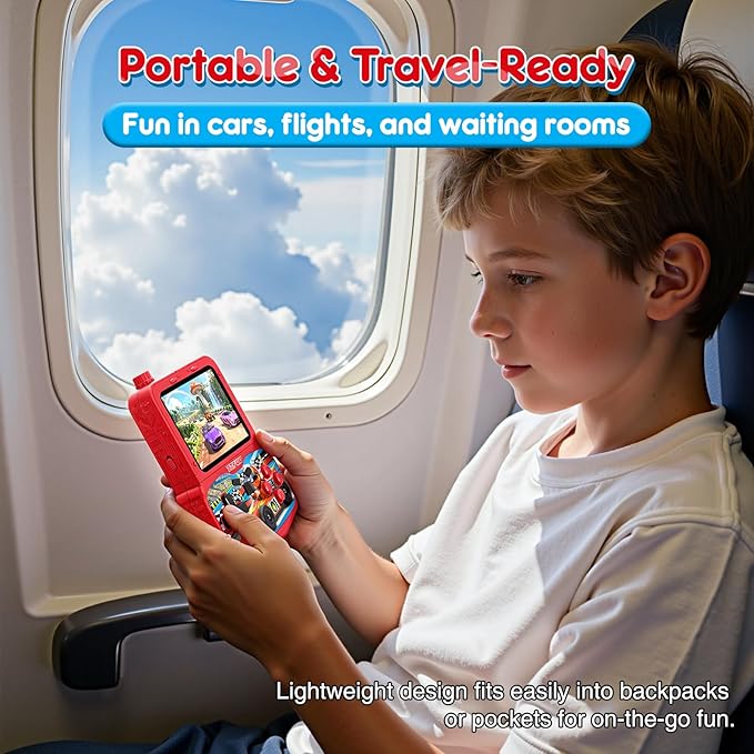 Kids Handheld Game Console with 220 Preloaded Retro Video Games, 3.5'' IPS Screen Adjustable Brightness & Volume, Portable Hand Held Game Player Toy for Travel, Ideal Christmas RED