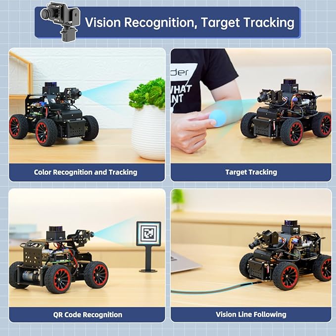 Robot Car for Raspberry Pi 5 ROS2 Programmable AI Vision Smart Robot Kit Ackermann Chassis, Lidar SLAM Mapping Navigation Path Planning Autonomous Driving, MentorPi A1 with RPi 5 4GB