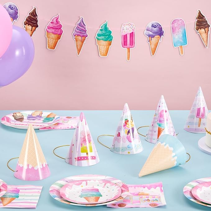 WERNNSAI Birthday Party Hats - 12 Pcs Birthday Party Supplies Cone Hat Headbands Colorful Paper Party Hats for Kids