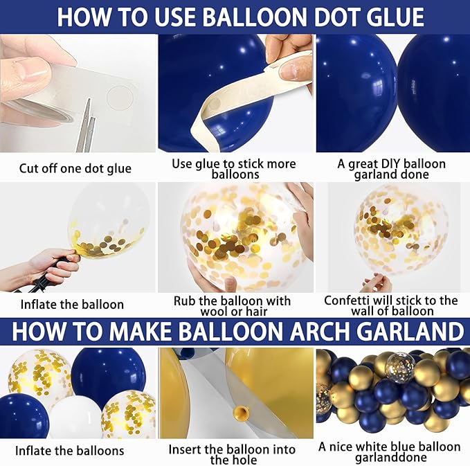 Navy Blue Birthday Party Decorations for Men Decor 100pcs Gold and Navy Blue Balloons Garland Arch Kit Pre-Strung Happy Birthday Banner Girls 16th 18th 30th 40th 50th 60th 70th 80th 90th for Boys