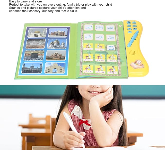 Arabic Reading Electronic Book, Kid Arabic Electronic Sound Book with Pen Children Early Education Learning Child Arabic Reading Book