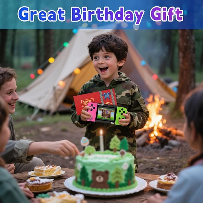 Handheld Game Console for Kids 3.5" IPS Large Screen Rechargeable,Preloaded 216 Video Games ,Arcade Electronic Toy Birthday Xmas Present for Girls -RoseGreen