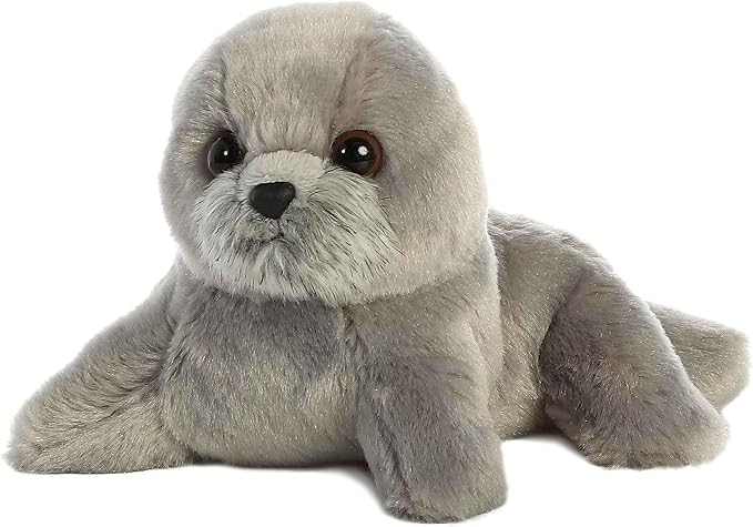 Aurora® Adorable Mini Flopsie™ Harpo Seal Stuffed Animal - Mini Companions Ready for Playful Adventures - for Kids All Ages, Toddlers, Adults, and Families - Gray 7 Inches