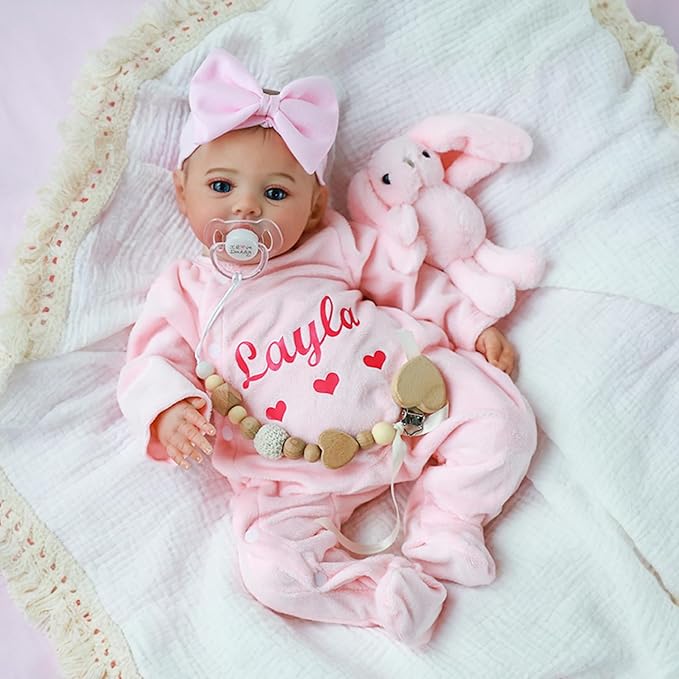 WOOROY Lifelike Reborn Baby Dolls - 18 Inch Real Baby Doll Girl Vinyl Body Realistic Newborn Real Life Baby Dolls with Open Eyes, Handmade Poseable, Gift with Doll Accessories for Kids 3+