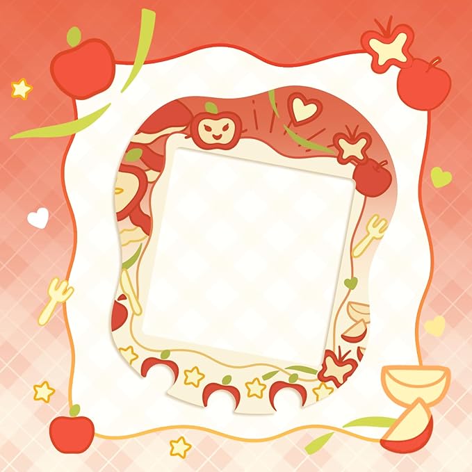 Holographic Laser Faceplate Sticker for Tamagotchi Uni, Self-Adhesive DIY Face Plate Decal, Shimmering Protective Skin for Virtual Pet - (for uni-Apple RED)