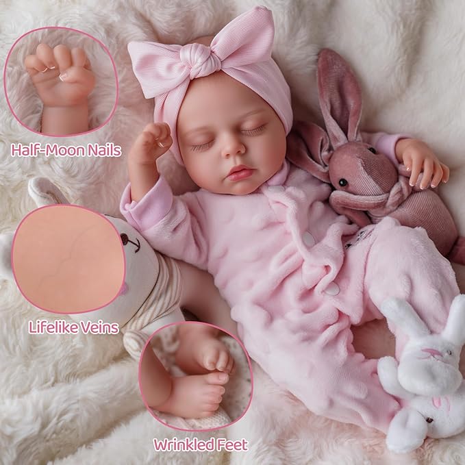 BABESIDE 12 Inch Lifelike Reborn Baby Dolls Vinyl Full Body, Soft Realistic Baby Doll Sweet Sleeping Preemie Real Life Baby Dolls Easy to Hold with Accessories Gift Set for Kids Age 3+
