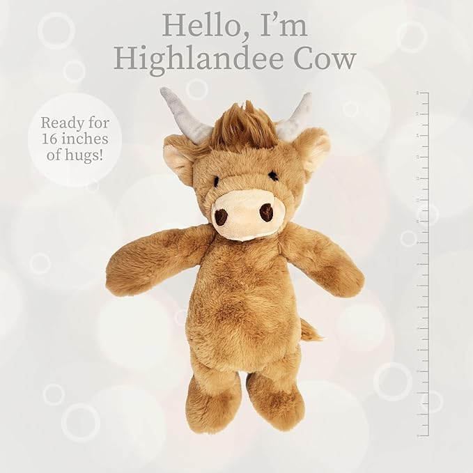 World's Softest Plush Stuffed Animal for Baby, Toddler, Kids, Adults - Adorable Toy Made from Kid-Friendly, Quality Materials - Lushee Highlandee Cow, 16"