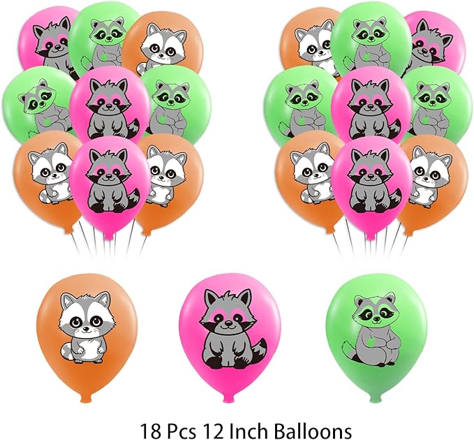 Raccoon Party Decorations Birthday Party Supplies Includes Banner Spirals Cake Topper Cupcake Toppers Balloons For Woodland Raccoon Party Baby Shower Decorations