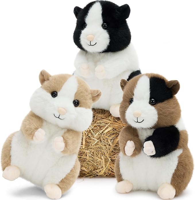 MorisMos Hamster Toys for Kids Girls Boys, 8.7" Realistic Hamster Stuffed Animal Plushies Set, Lifelike Small Stuffed Animals in Bulk for Baby Shower Birthday Party Decoration