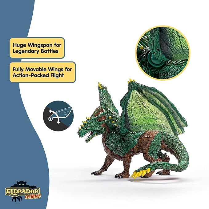 Schleich Eldrador Creatures - 11" Jungle Dragon Toy - Movable Wing Action Figure for Boys and Girls - Mythical Creature Figures - Fantasy Beast Figurine - Monster Dragon Toys - Kids Ages 7+ | 70791