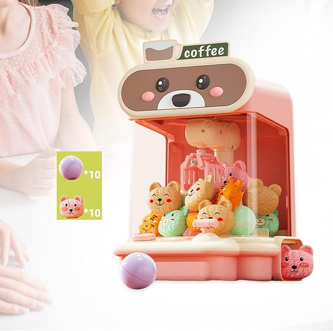 Electronic Arcade Claw Machine, Mini Candy Dispenser Exciting Holiday Present for Boy and Girls Kids Vending Toy, Pink
