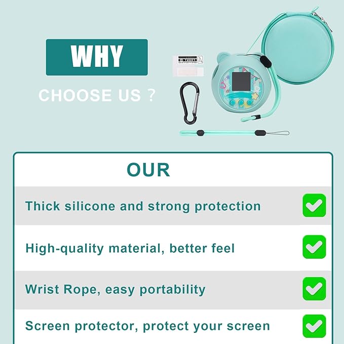 YouKnow Silicone Case Compatible with Punirunes Interactive Digital Toy, Protective Skin Sleeve for Punirunes Virtual Electronic Pets Accessories (Case Only) (Teal)