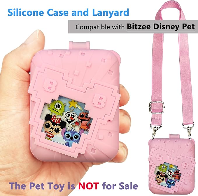 JCHPINE Hard Carrying Case and Silicone Cover for Bitzee Disney Interactive Digital Pet, Protective Case for Bitzee Disney Virtual Electronic Pets Accessories (Pink)