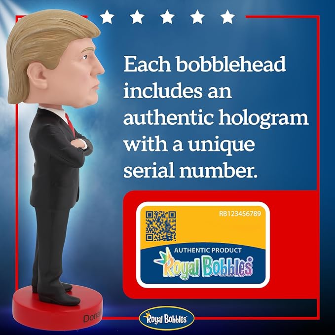 Royal Bobbles Donald Trump, 45th President of The United States – 8 Inches Tall – Collectible Bobblehead Statue