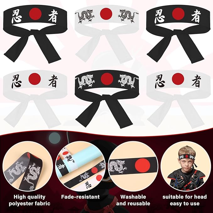 ZOIIWA 48Pcs Japanese Karate Headband Japanese Sushi Chef Bandana Headwear for Karate Sports Kitchen Cooking Headbands Supply for Birthday Party Favors